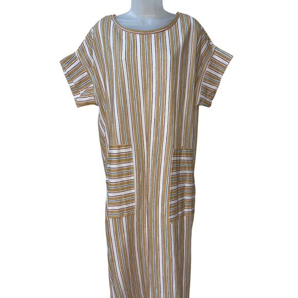 New FREE PEOPLEMarguerite Tee Maxi Dress In Sand Combo Size Large - Picture 9 of 10
